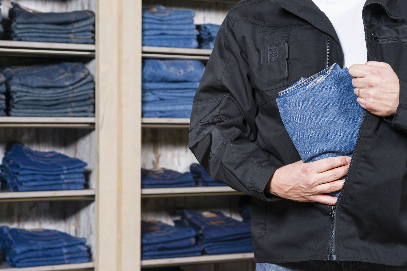 Shoplifter Stealing Denim